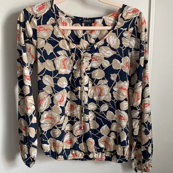 Lucky Brand Women’s Boho Fall Floral Lightweight Peasant Top Blouse Size XS - Picture 1 of 5